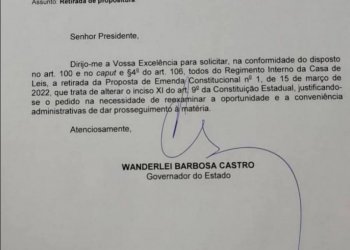  "A volta dos que não foram", Governador Wanderlei retira PEC do teto remuneratório único da AL