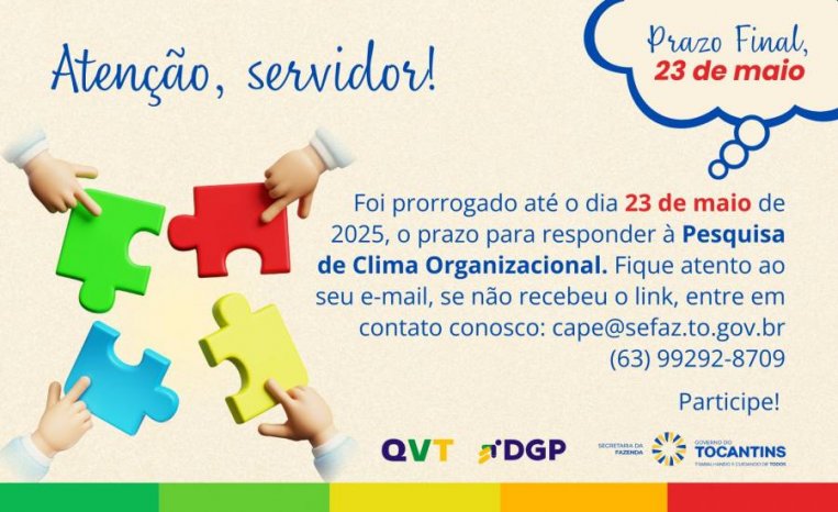 PARTICIPE DO QUESTIONÁRIO DE CLIMA ORGANIZACIONAL - PRAZO PRORROGADO