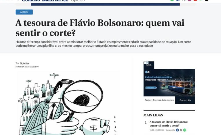 Artigo de Rodrigo Spada no Correio Braziliense alerta para riscos de cortes nos serviços públicos